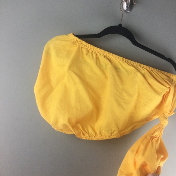 Farm Rio One Shoulder Open Waist Knotted Yellow Linen Blend Midi Dress Sz Small - Picture 5 of 13